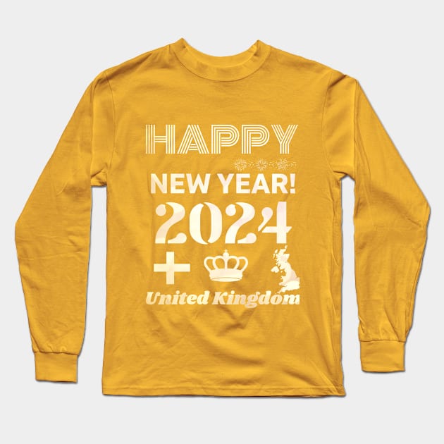 Happy New Year 2024 United Kingdom Long Sleeve T-Shirt by Jimmynice